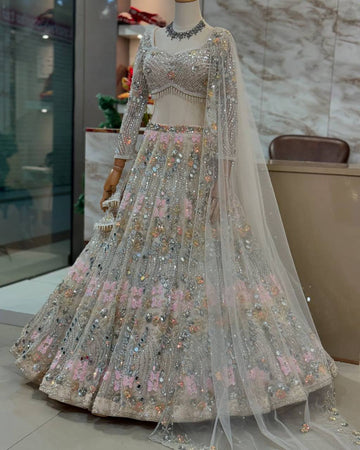 New Launching 4 meter flared Real Mirror Sequins Work Lehenga, Exceptional Quality with Can-Can and Canvas Layers, A Perfect Fusion of Glamour and Comfort