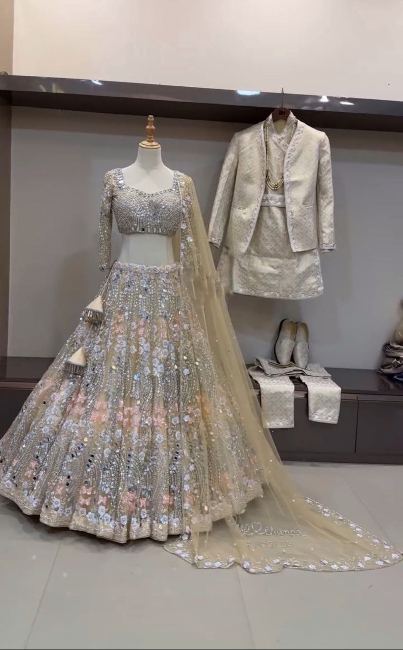 New Launching 4 meter flared  Real Mirror Sequins Work Lehenga, Exceptional Quality with Can-Can and Canvas Layers, A Perfect Fusion of Glamour and Comfort