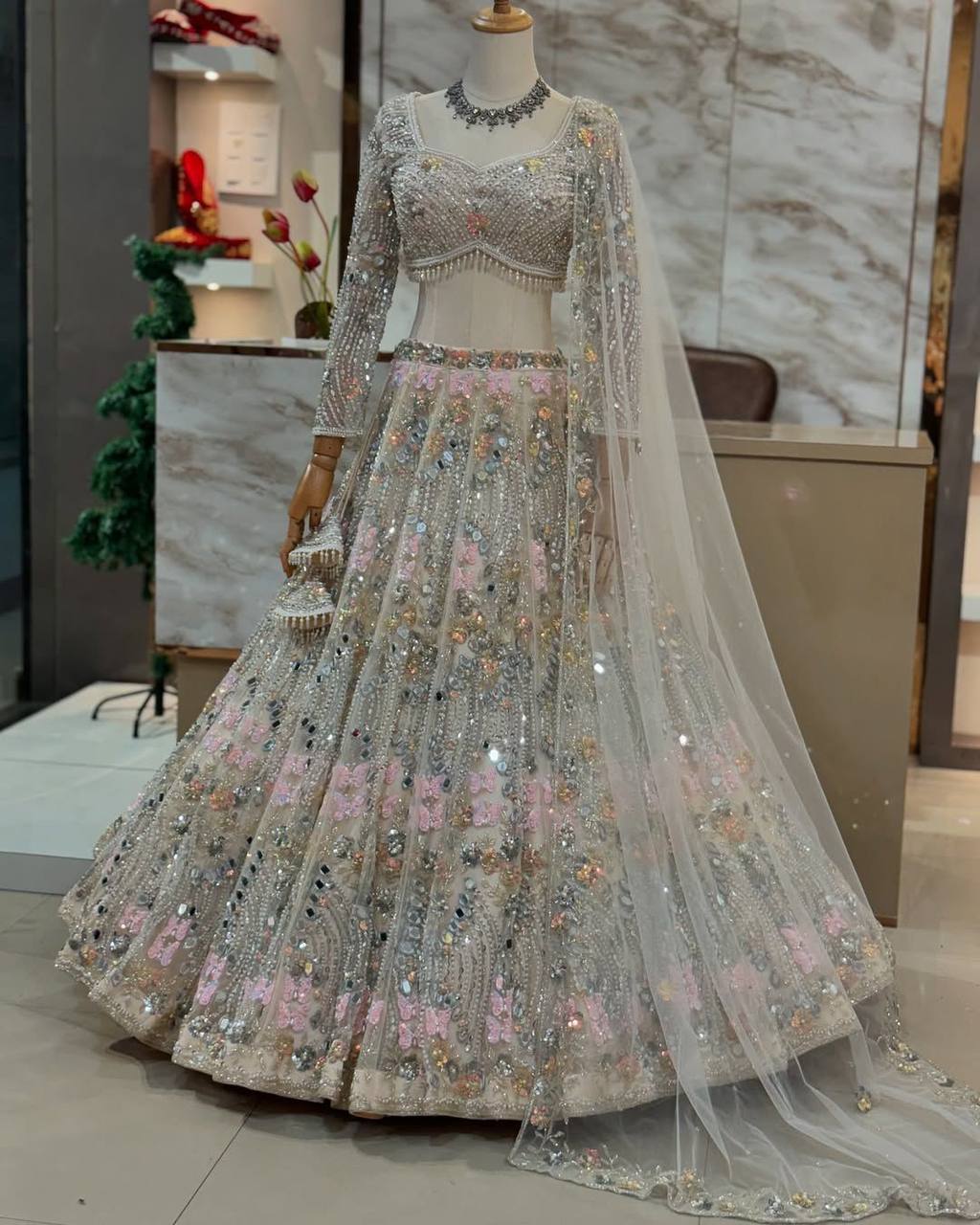 New Launching 4 meter flared  Real Mirror Sequins Work Lehenga, Exceptional Quality with Can-Can and Canvas Layers, A Perfect Fusion of Glamour and Comfort