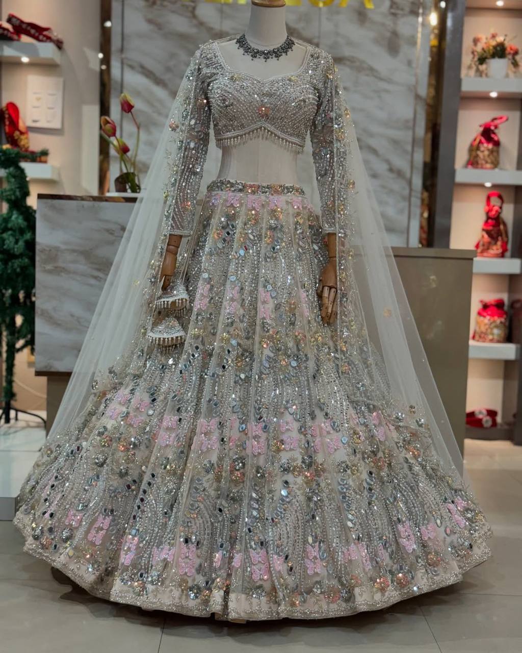 New Launching 4 meter flared  Real Mirror Sequins Work Lehenga, Exceptional Quality with Can-Can and Canvas Layers, A Perfect Fusion of Glamour and Comfort