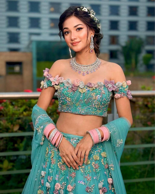 Launching 4 meter flared Fox Georgette Sequins Embroidered Work Lehenga choli, Exceptional Quality with Can-Can and Canvas Layers, A Perfect Fusion of Glamour and Comfort