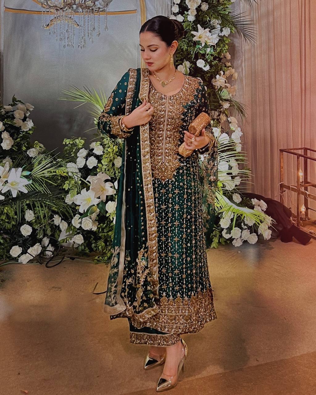 3 PIECE STYLISH KURTI,BOTTOM AND DUPATTA WITH BEAUTIFUL EMBROIDERY SEQUENCE WORK