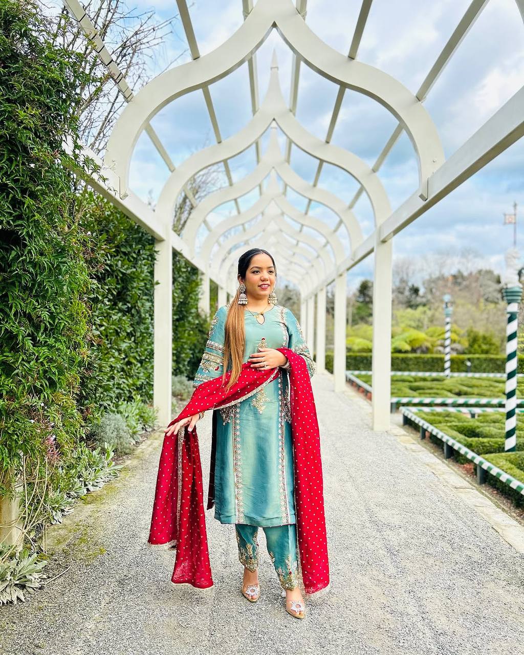 NEW DESIGNER WEAR HEAVY CHINE SEQUENCE WITH HEAVY HAND WORK PAKISTANI SUIT SET