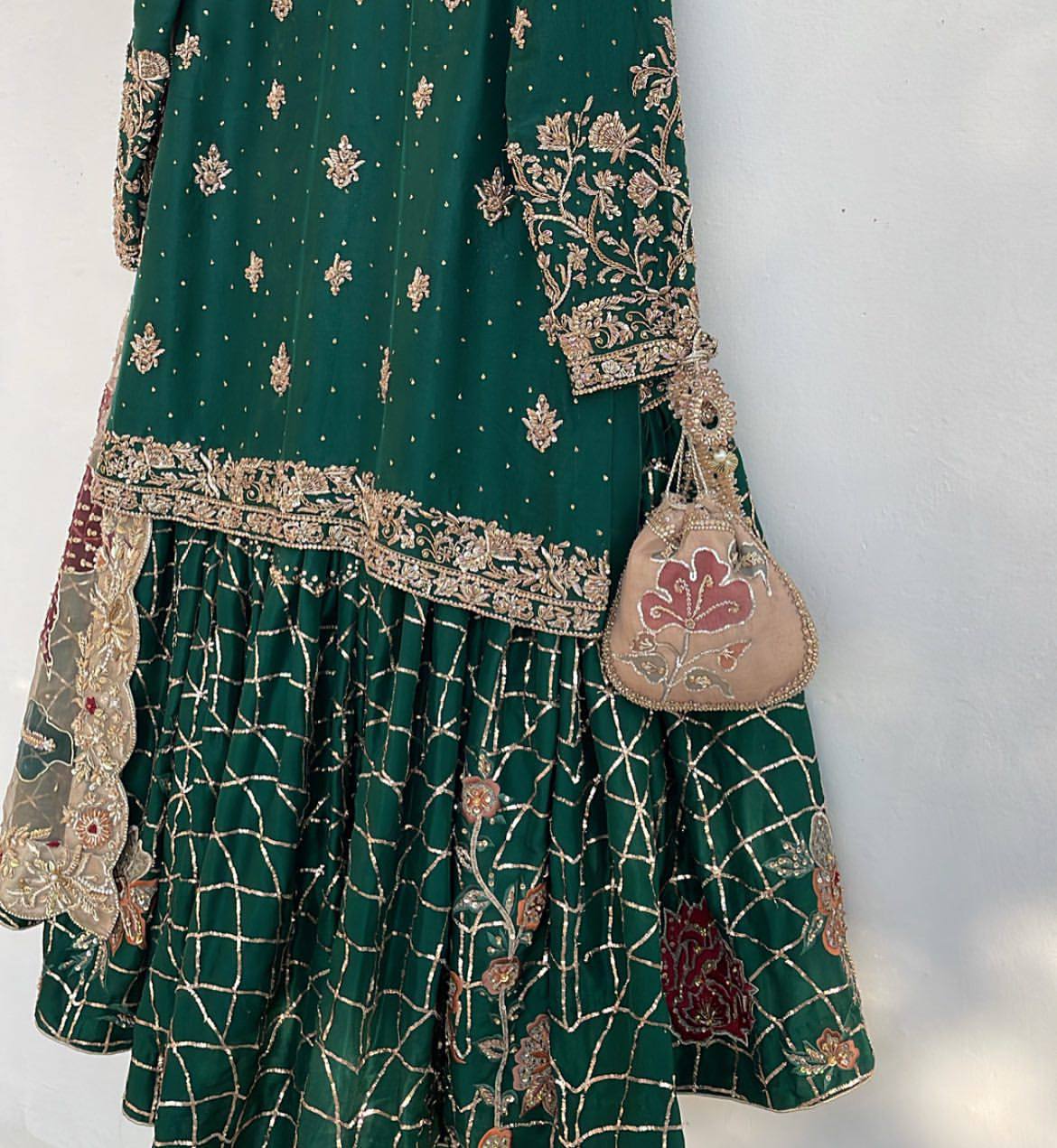 EXCLUSIVE DESIGNER HEAVY CHINON WITH SEQUANCE EMBROIDERY WORK SUIT WITH FULL FLAIR WORK SHARARA AND DUPATTA