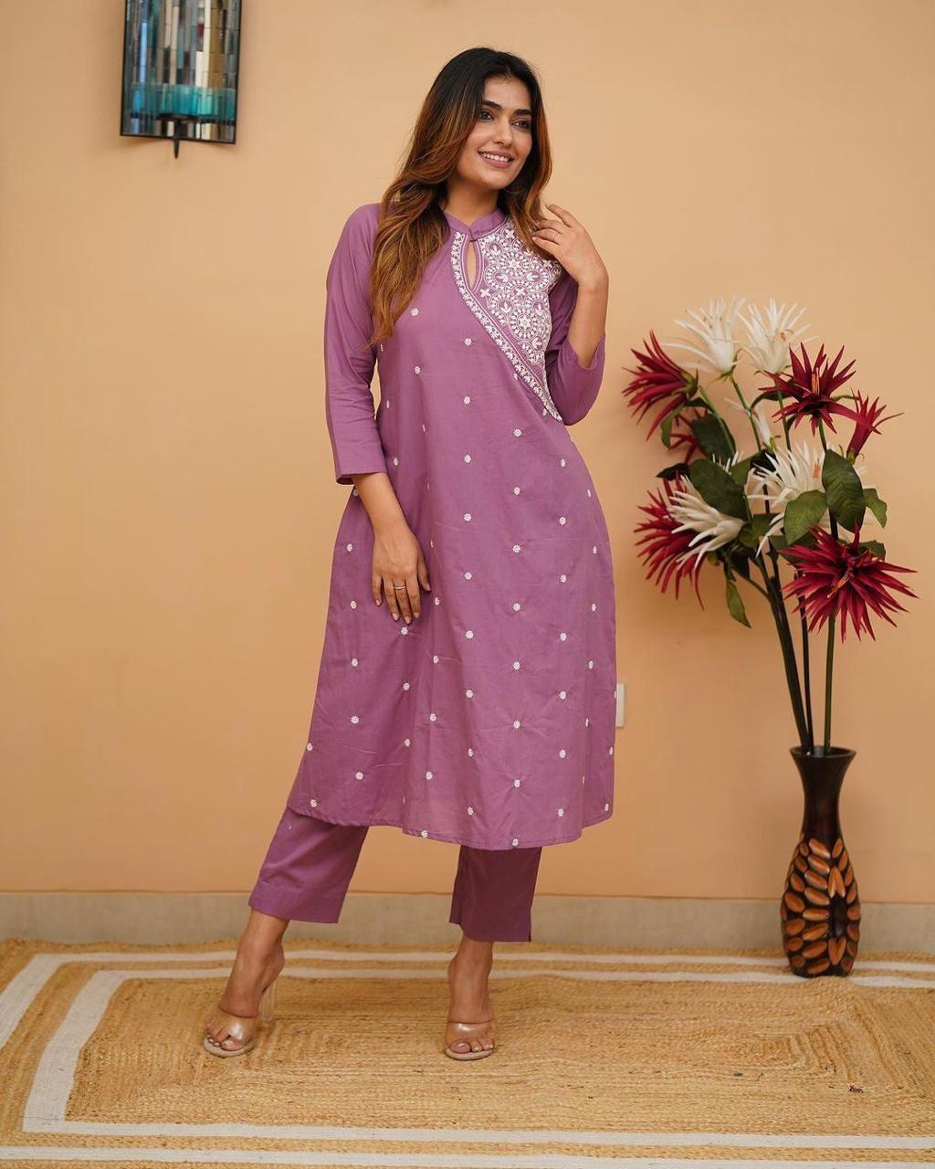 New Designer Kurti And Plazzo Set reyon Embroidery work