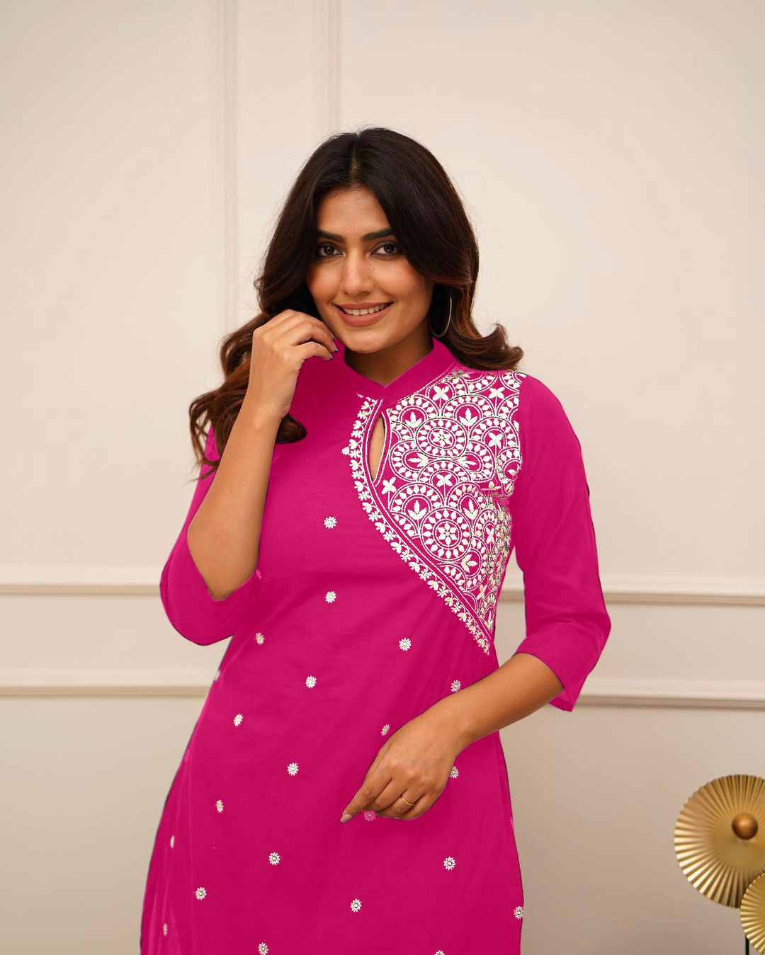 New Designer Kurti And Plazzo Set reyon Embroidery work