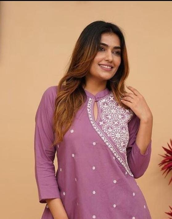 New Designer Kurti And Plazzo Set reyon Embroidery work