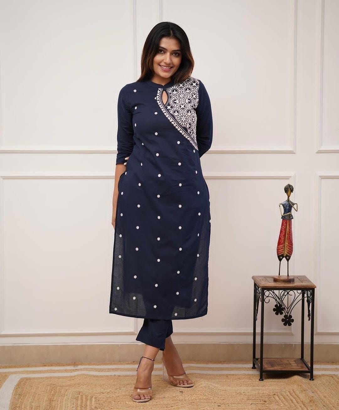 New Designer Kurti And Plazzo Set reyon Embroidery work