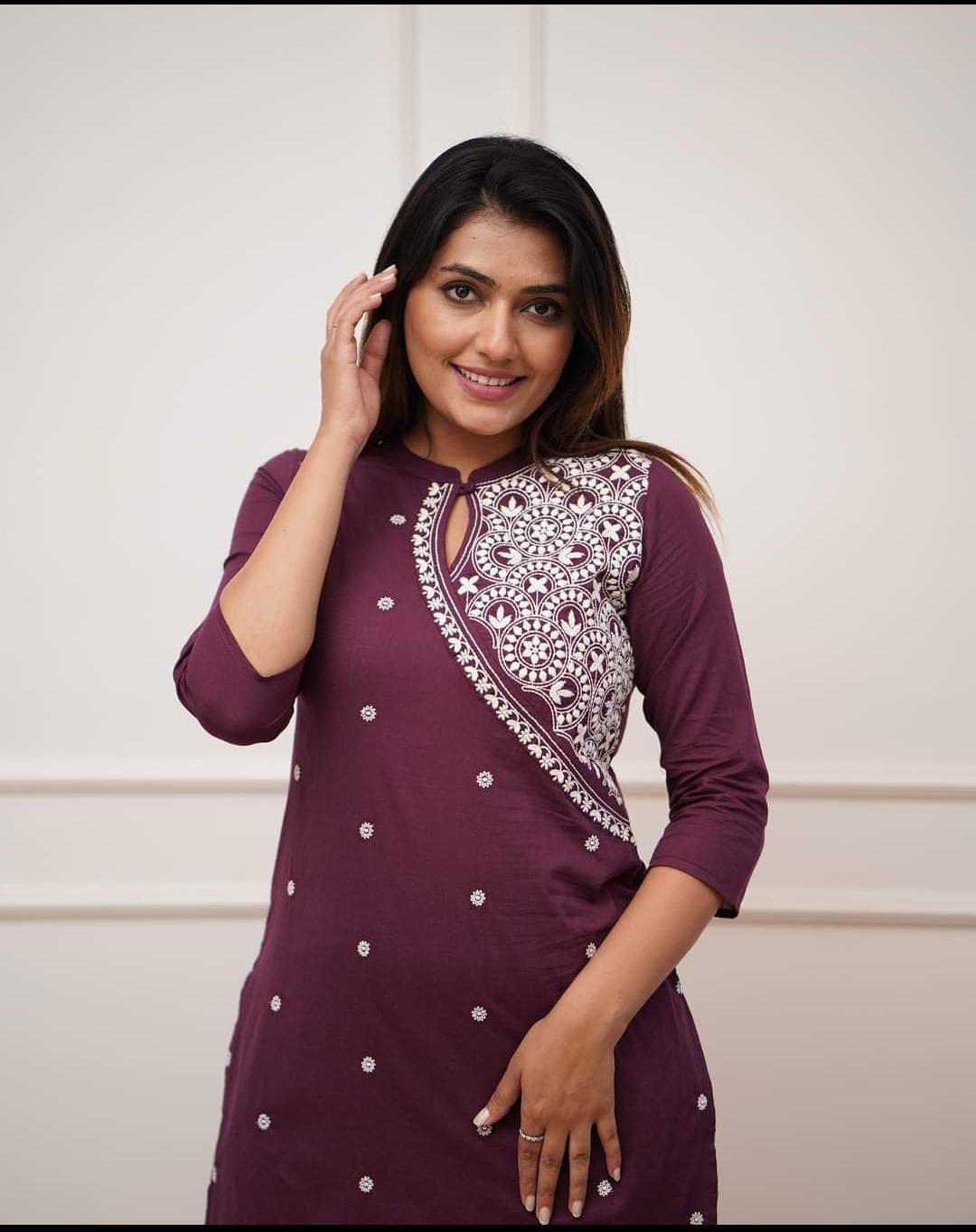 New Designer Kurti And Plazzo Set reyon Embroidery work