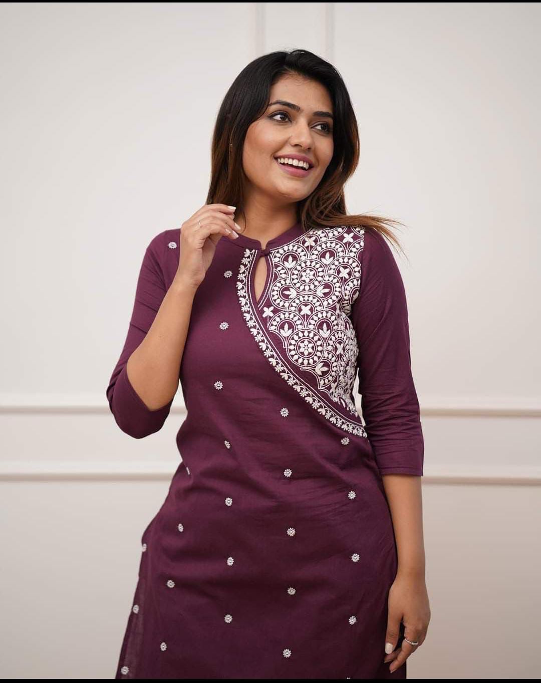 New Designer Kurti And Plazzo Set reyon Embroidery work