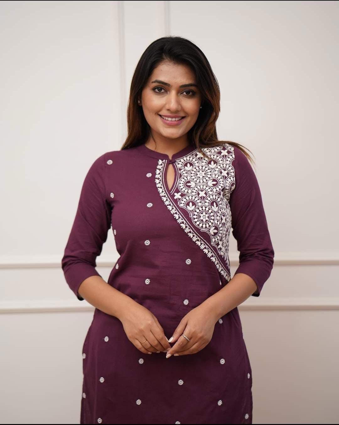 New Designer Kurti And Plazzo Set reyon Embroidery work