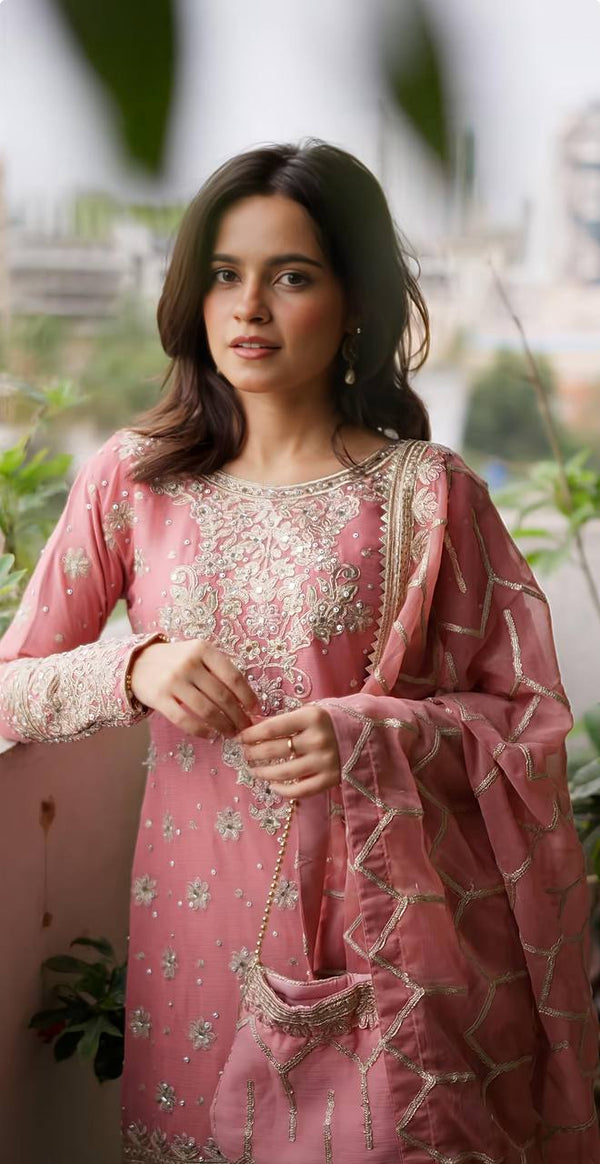New Collection In Heavy Georgette Top-Plazzo And Dupatta Set Fully Stitched Ready To Wear