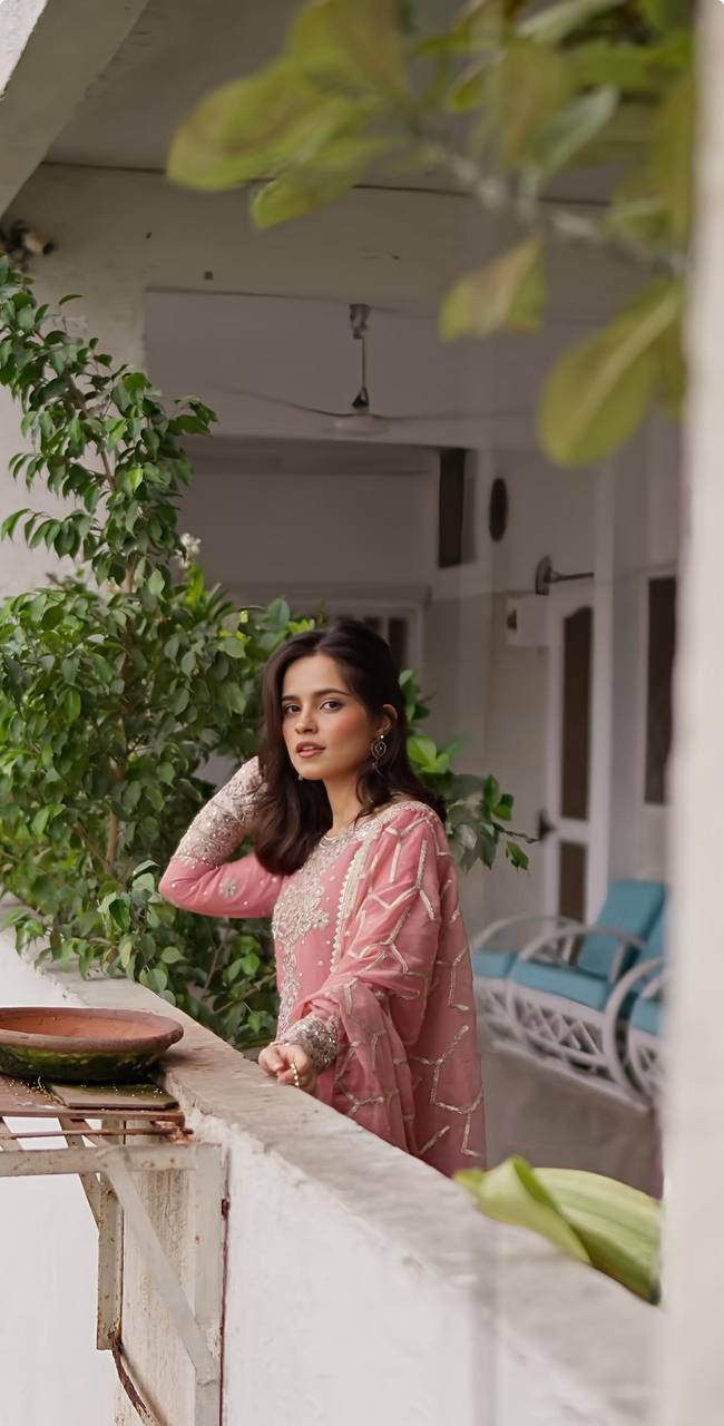 New Collection In Heavy Georgette Top-Plazzo And Dupatta Set Fully Stitched Ready To Wear