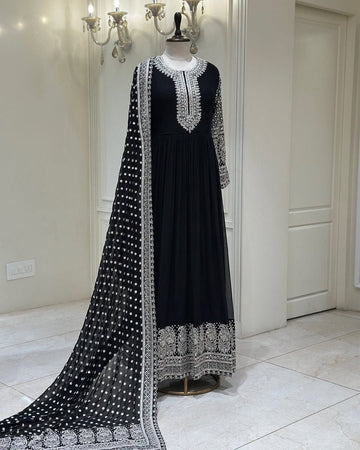 Heavy Faux Georgette With  Embroidery Work DRESS SET