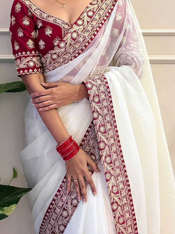 Designer Saree Most Beautiful and  Adorable Embroidered sequins Work