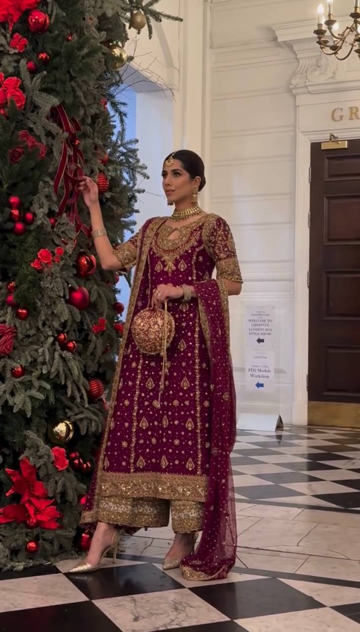 Heavy Faux Georgette With 5mm Embroidery Sequence Work With Pent and Dupatta DRESS SET