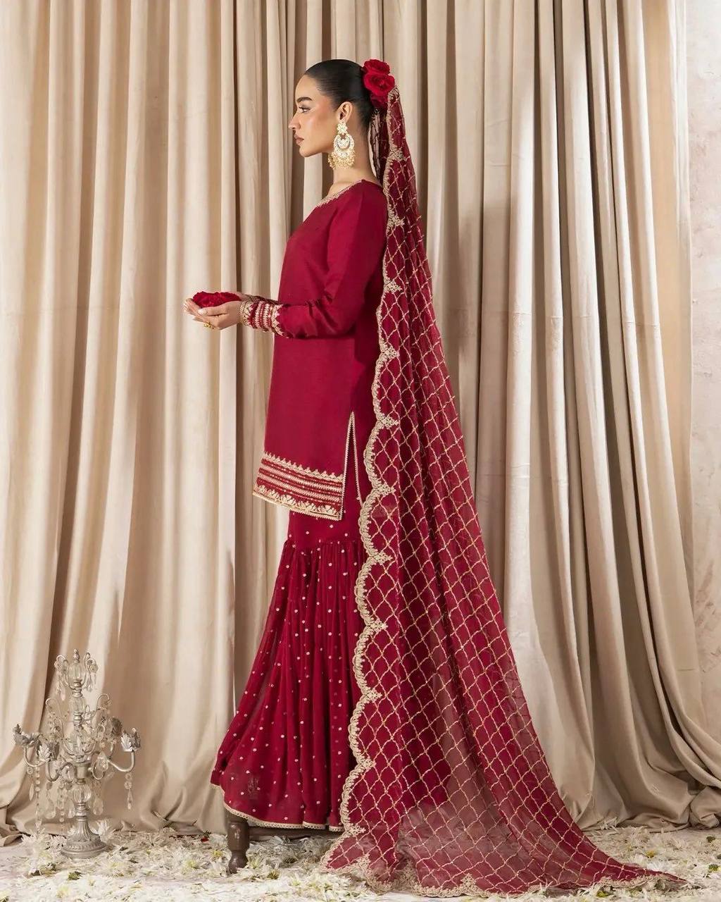 *Presenting  New Designer Party Wear Look Top-Plazzo and Dupatta With Heavy Embroidery Work