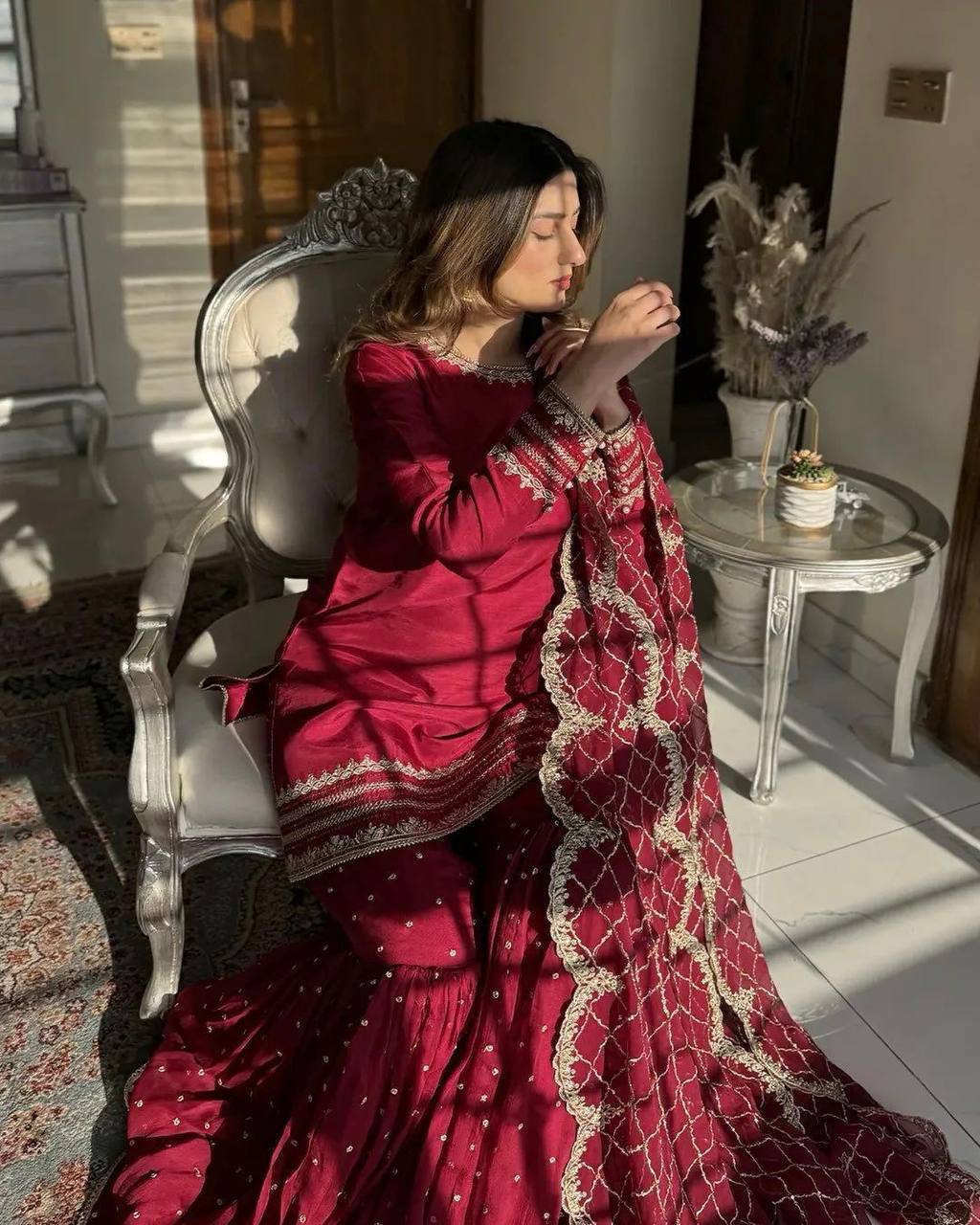 *Presenting  New Designer Party Wear Look Top-Plazzo and Dupatta With Heavy Embroidery Work