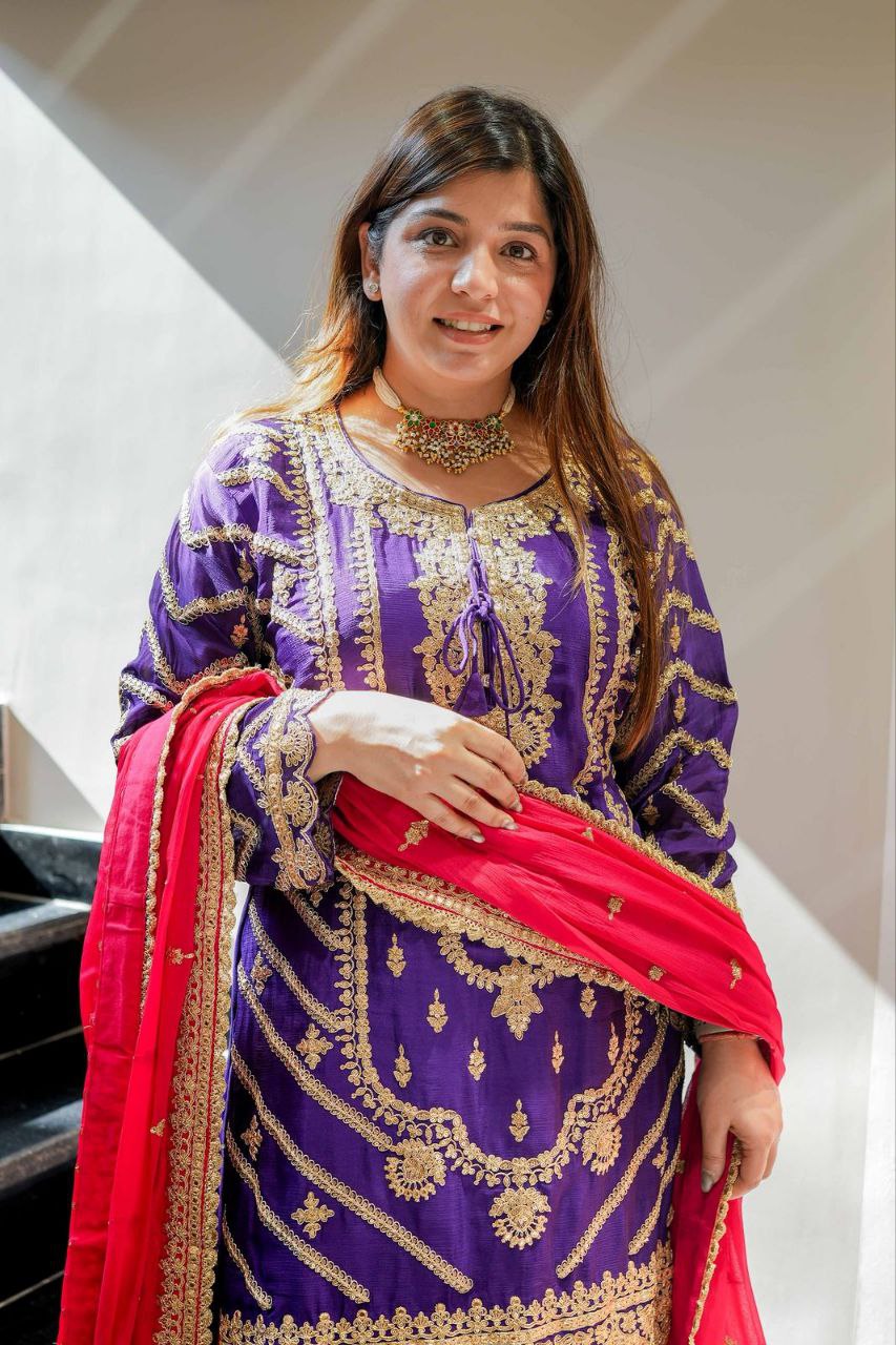 New Designer Party Top Sharara & Dupatta Set WITH Embroidery work