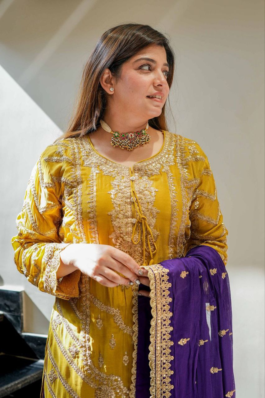New Designer Party Top Sharara & Dupatta Set WITH Embroidery work