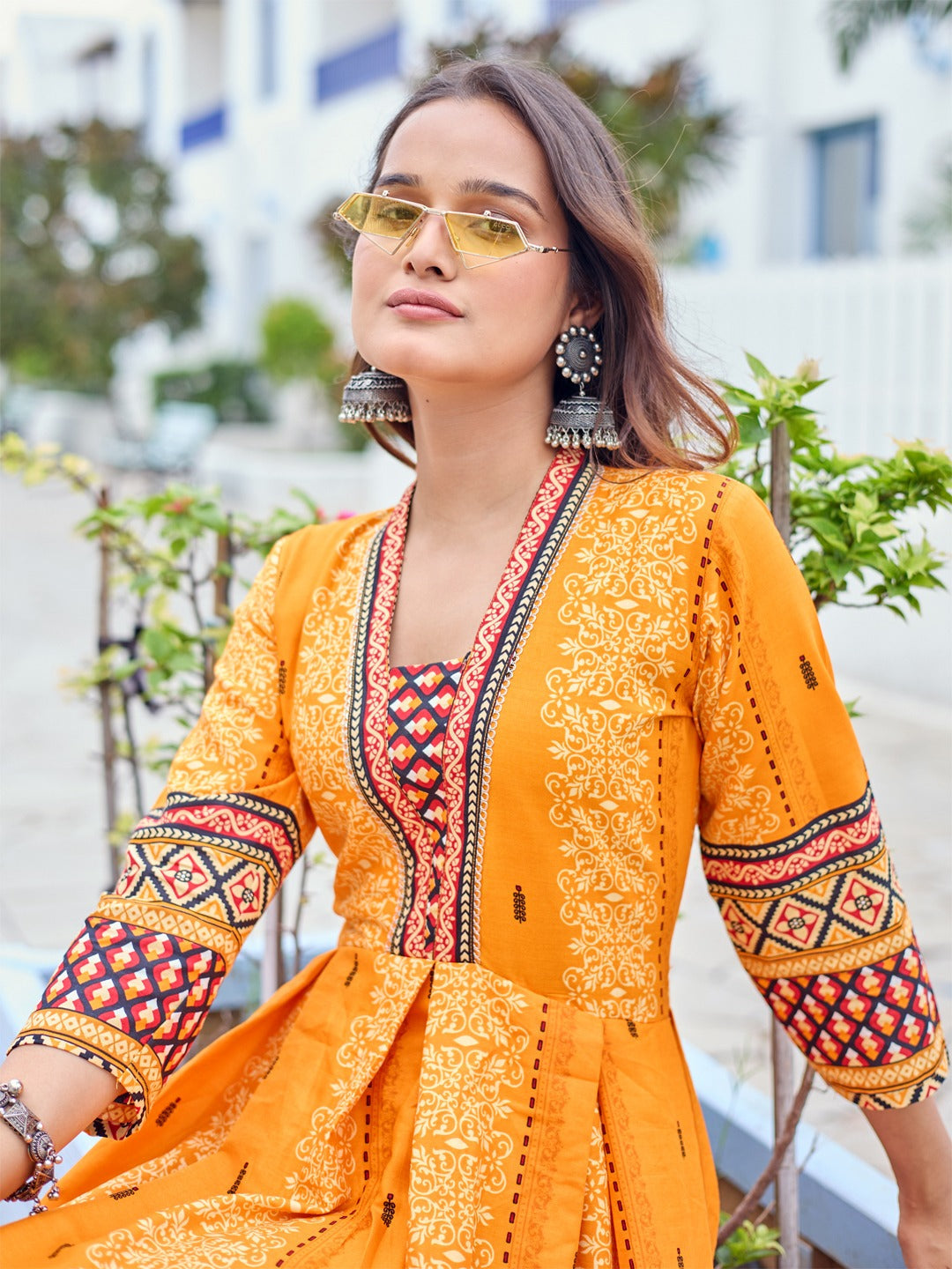 Style Meets Comfort – Fully Stitched Rayon Anarkali Gown in Vibrant Orange